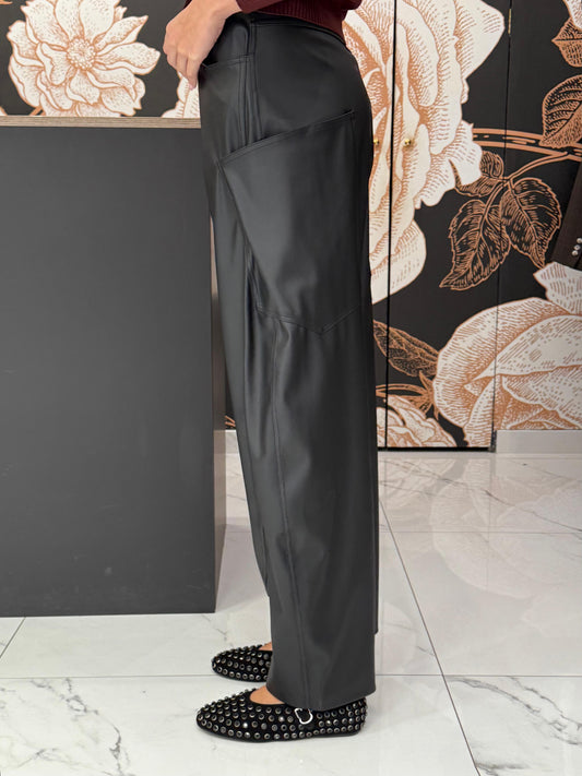 Pantalone balloon in ecopelle nero - Lumina