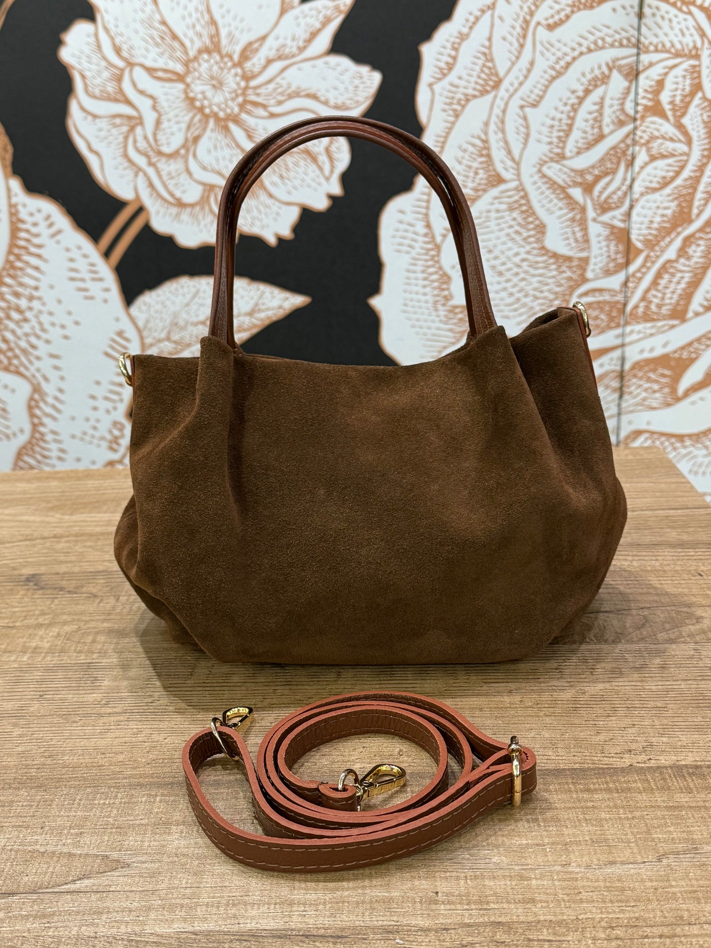 Borsa Retrò in suede colore sigaro - Emporio Club