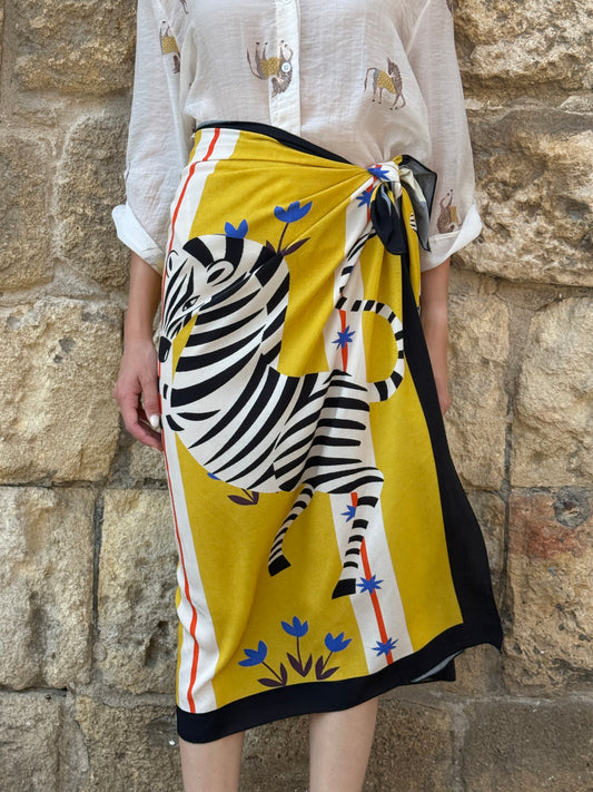 Gonna pareo midi stampa zebra - Haveone