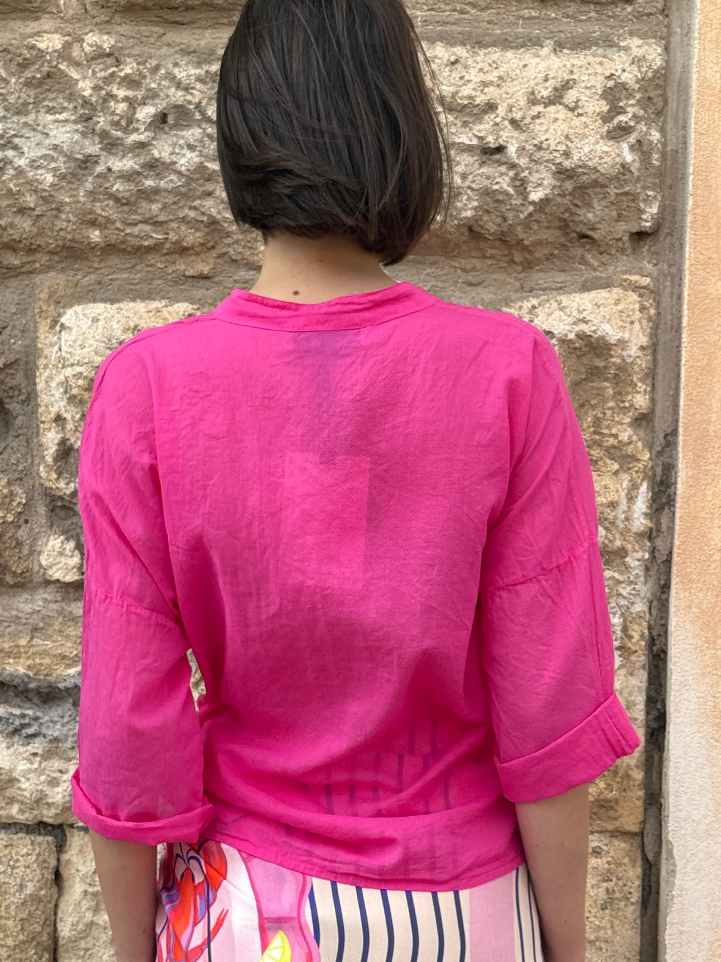 Camicia in mussola di cotone fuxia - Haveone
