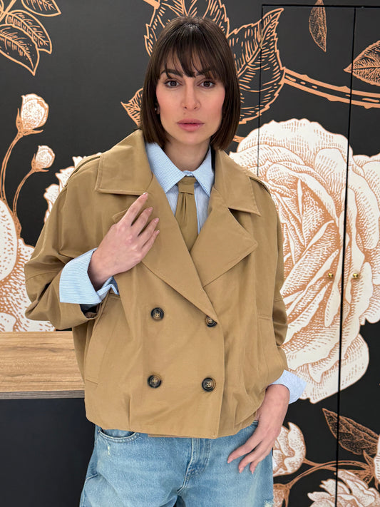 Trench doppiopetto corto beige - HAVEONE