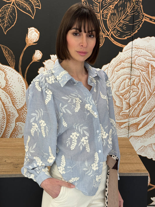 Camicia maniche ballon con ricami - Kontatto