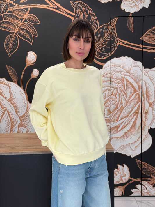 Felpa girocollo in cotone giallo pulcino - Vicolo