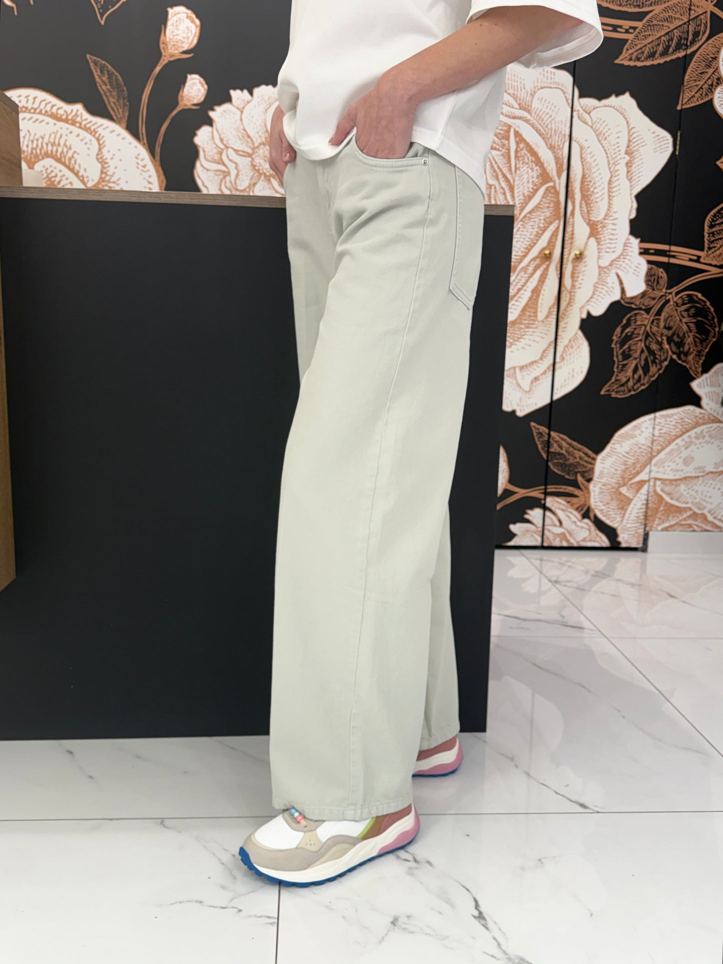 Pantalone 5 tasche MIA verde chiaro - VICOLO