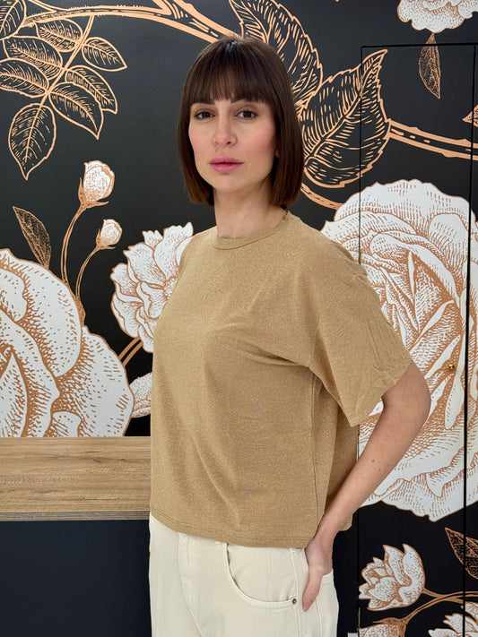 T-shirt in lurex verde oro - Kontatto