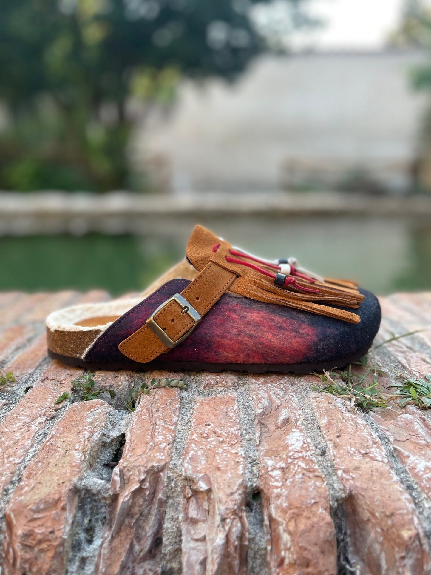 Sabot in tessuto check