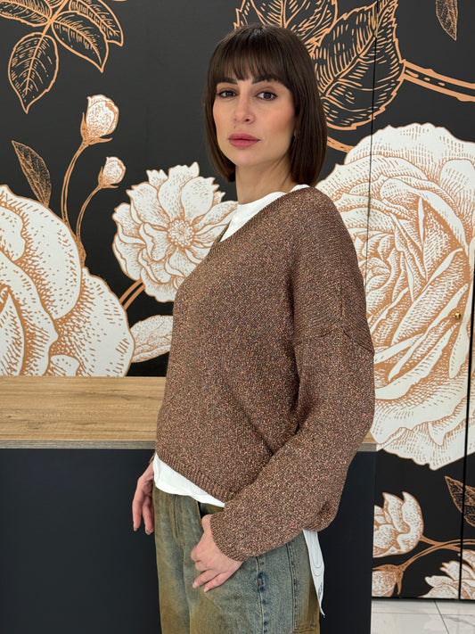 Maglia in lurex scollo a V - Kontatto