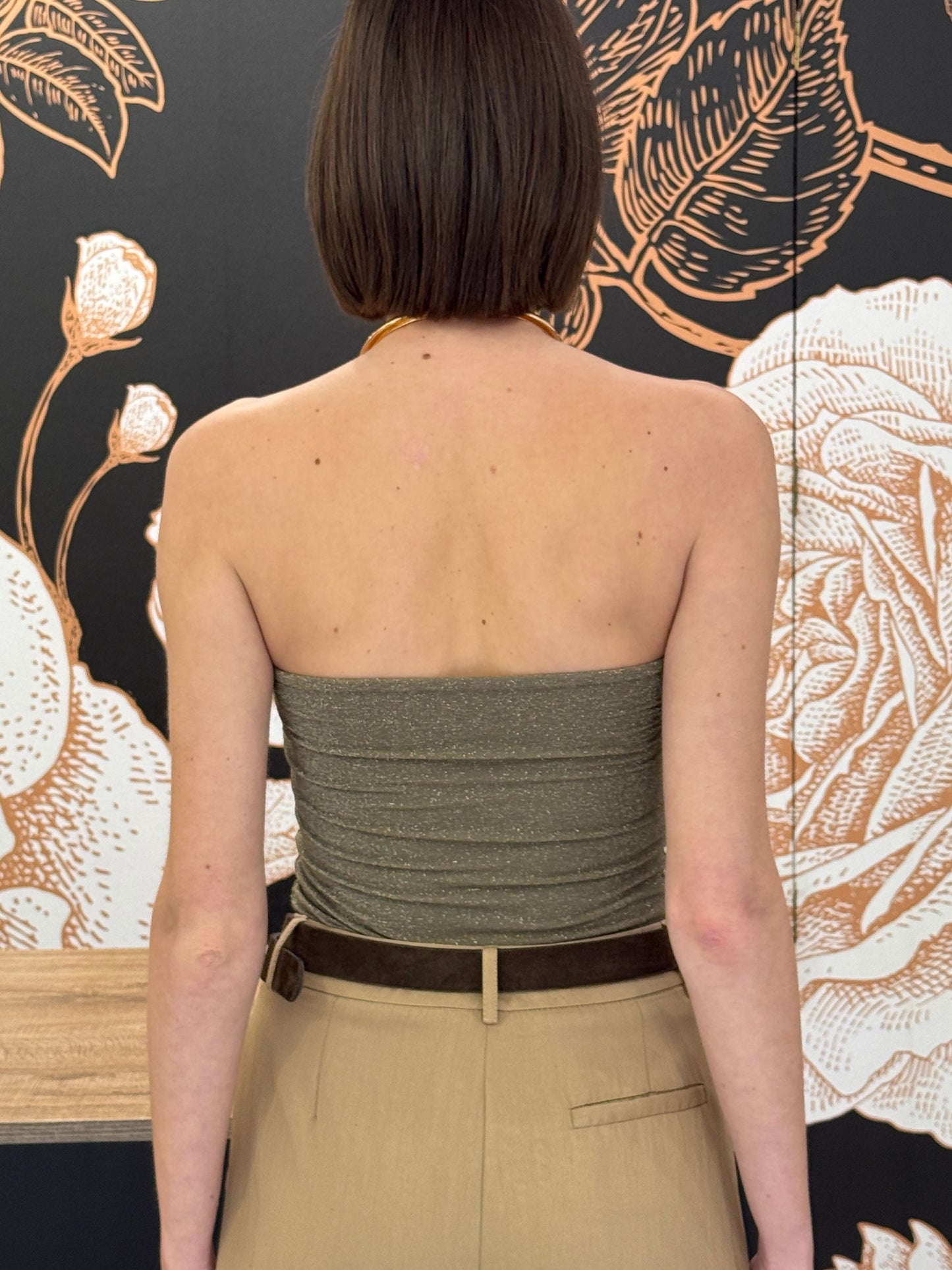 Top a fascia in lurex verde militare - Kontatto