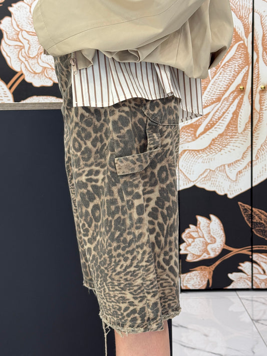 Bermuda cargo in denim animalier - Vicolo