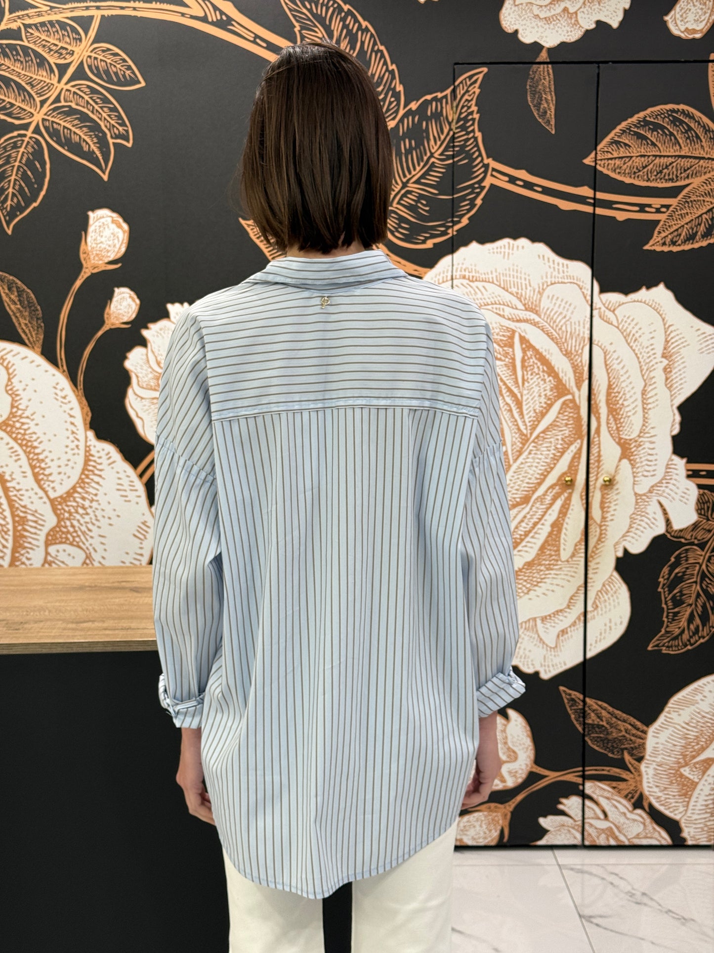 Camicia over a righe celeste - Philia Loft