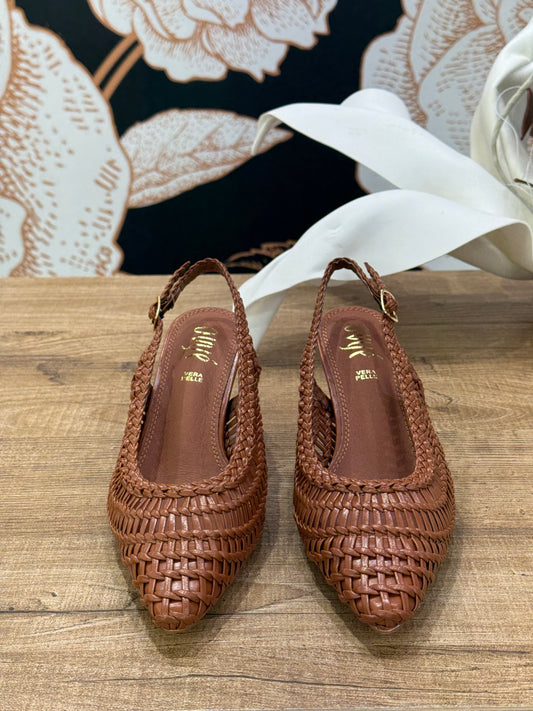 Slingback Intrecciata tabacco - Ovyé