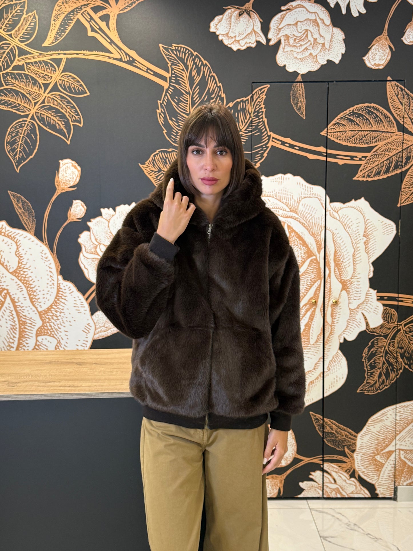 Bomber ecopelliccia con cappuccio - Souvenir Clubbing