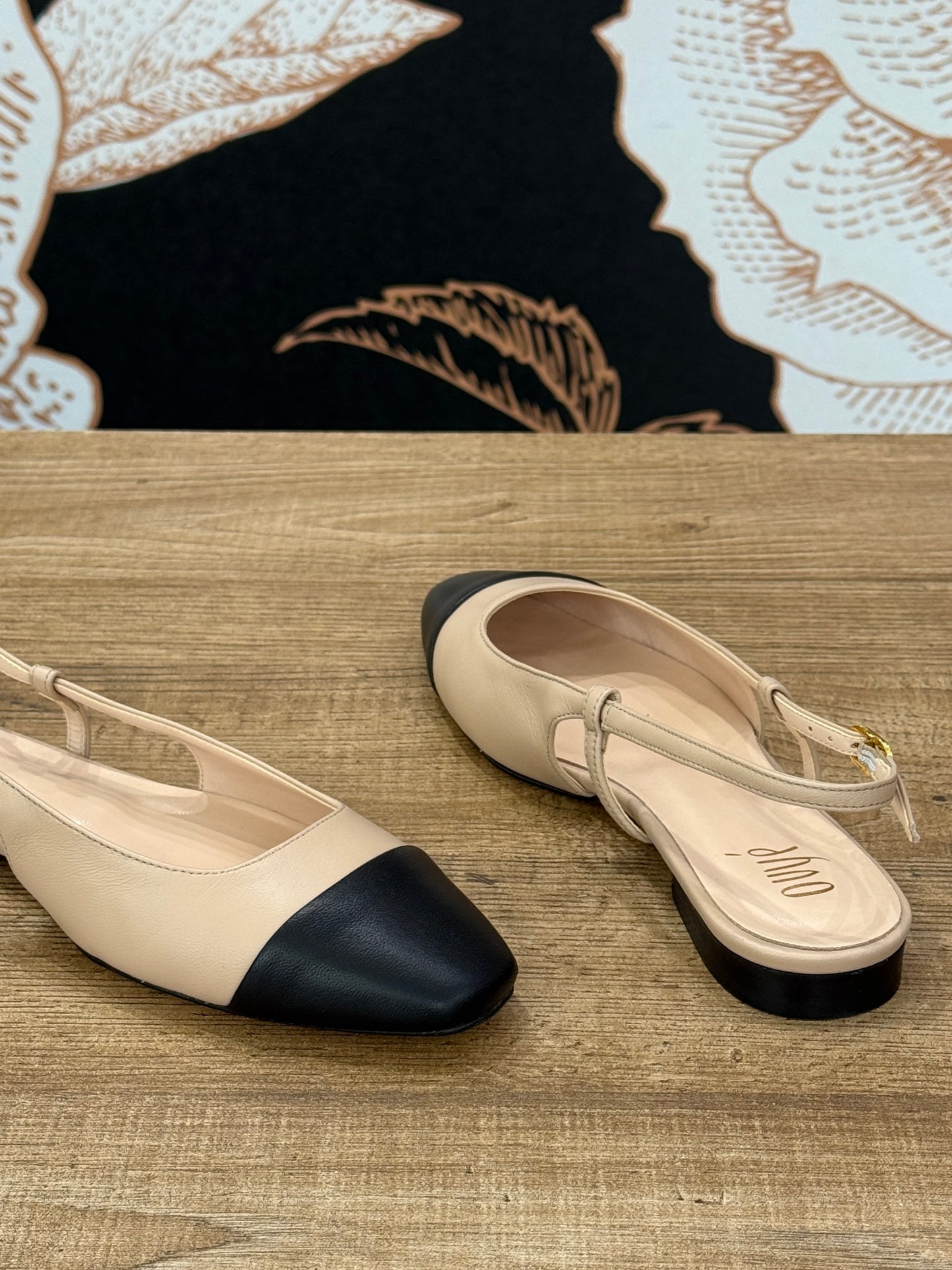 Slingback flat bicolor nude\nero - Ovyé