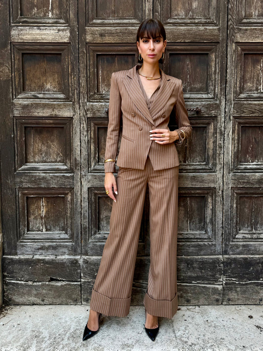 Giacca doppio petto gessata, sfiancata - Silence Limited