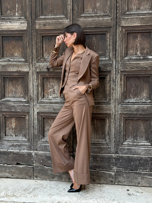 Pantalone wide leg gessato - Silence Limited