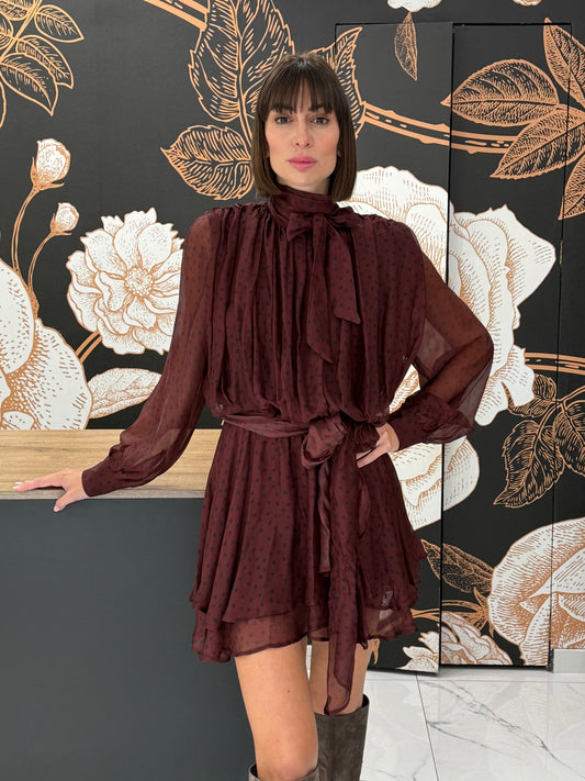 Abito mini misto seta fantasia pois - Lumina