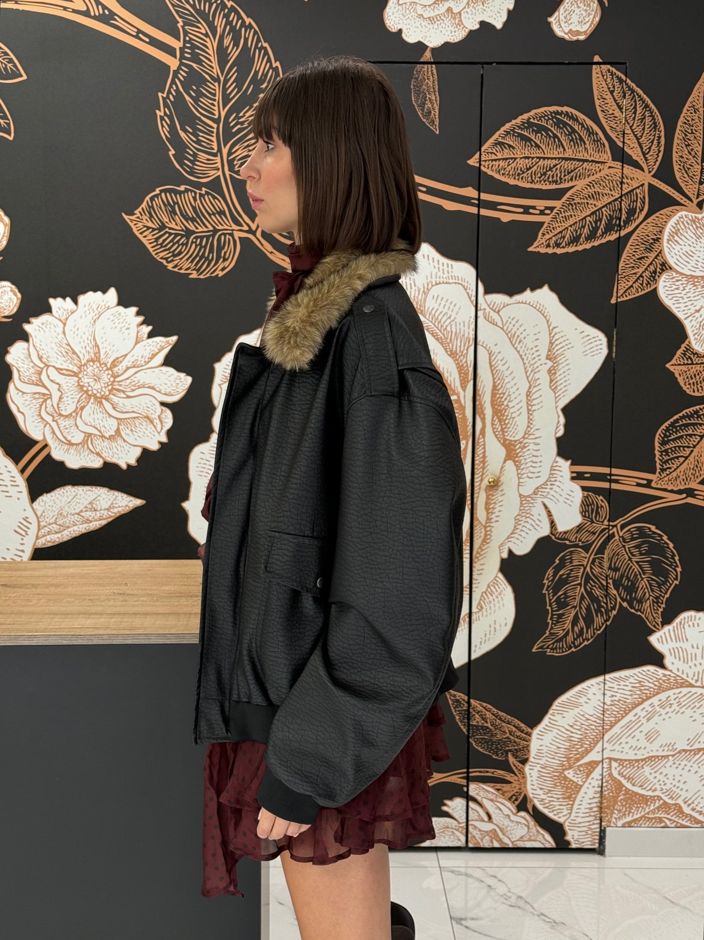 Bomber ecopelle nero - Lumina
