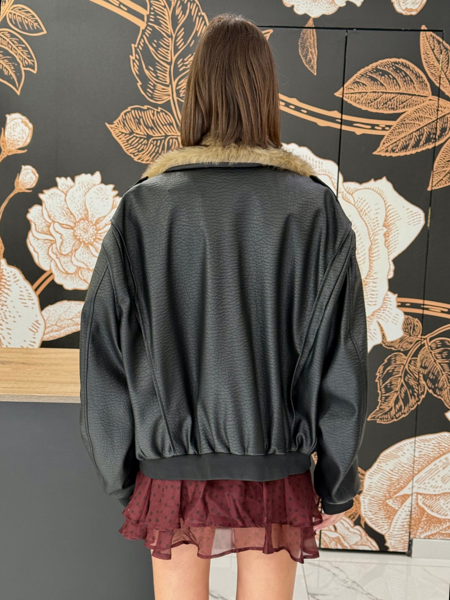 Bomber ecopelle nero - Lumina