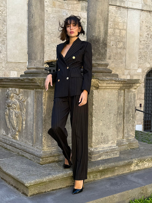 Pantalone palazzo Stripe nero - Silence limited