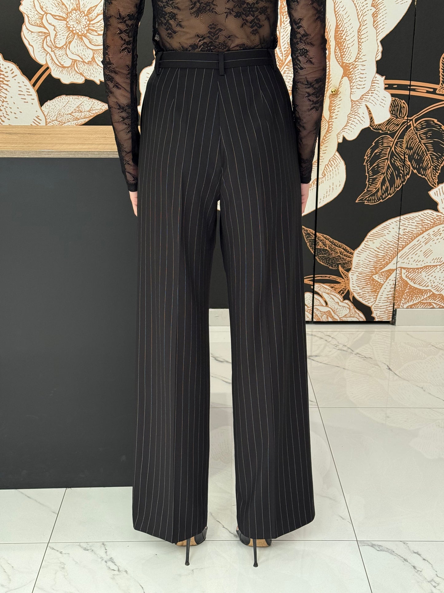 Pantalone palazzo Stripe nero - Silence limited