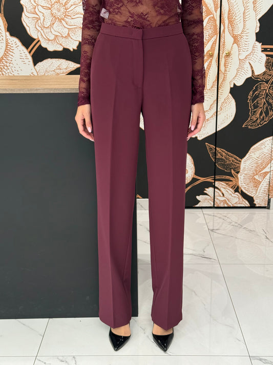 Pantalone palazzo Regular vita alta bordeaux - Silence Limited