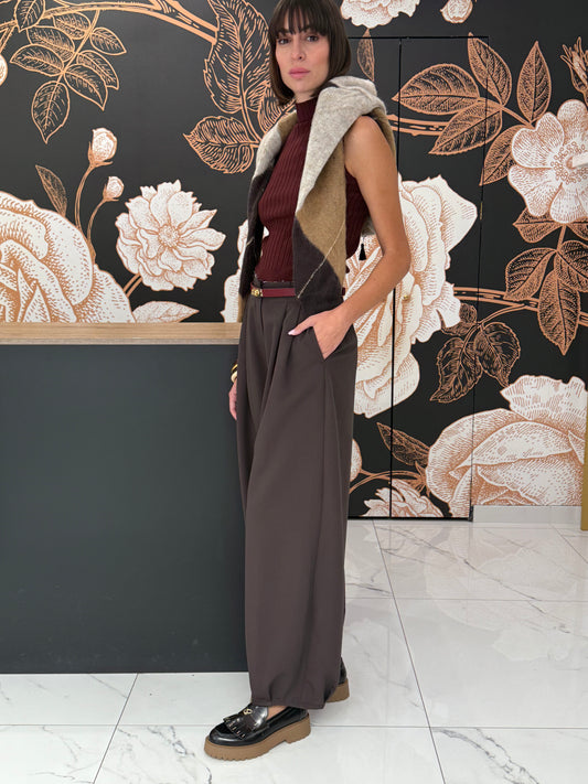 Pantalone con Pieghe a Palloncino cioccolato - Vicolo