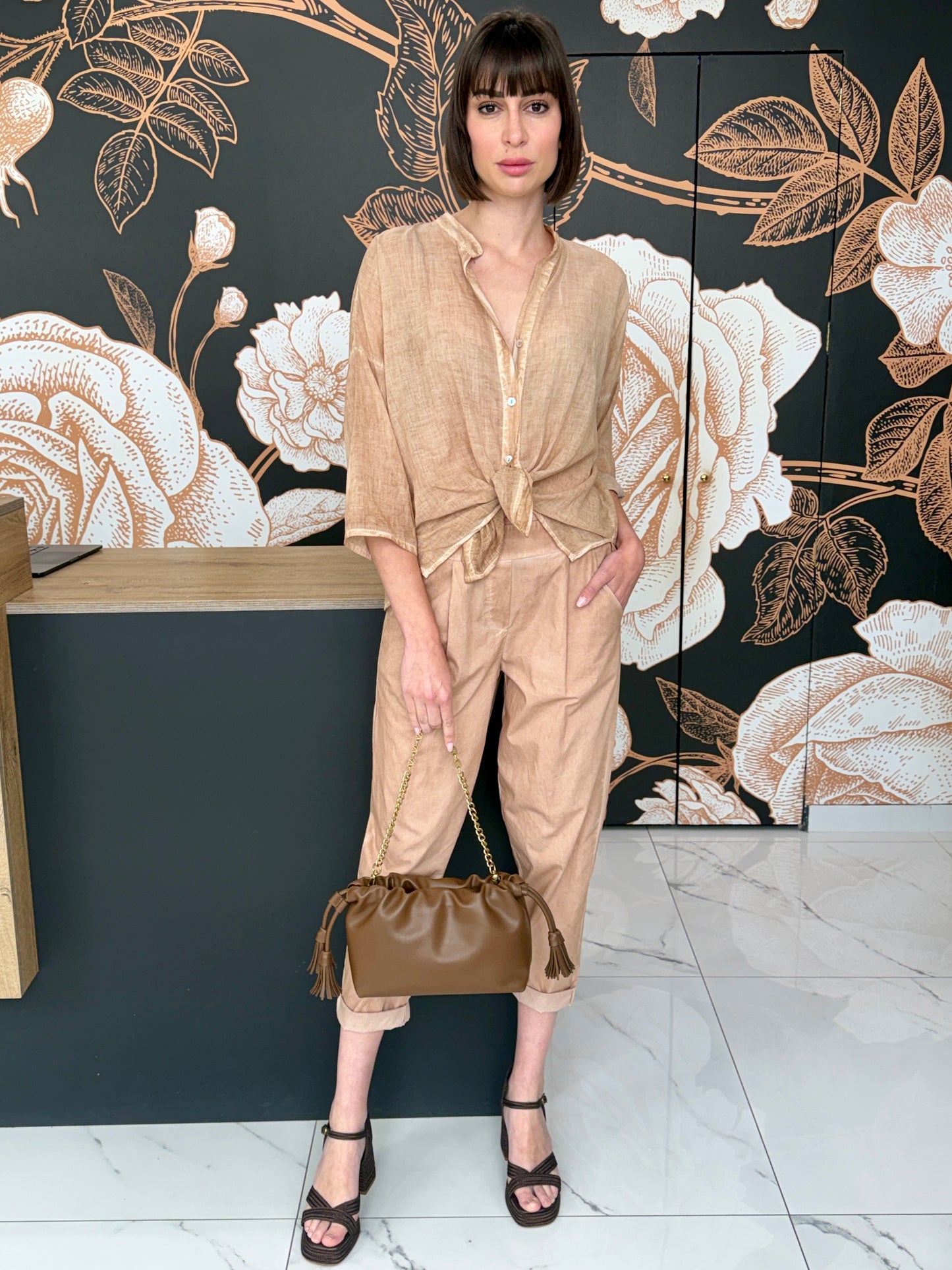 Camicia in voile nocciola - HaveOne