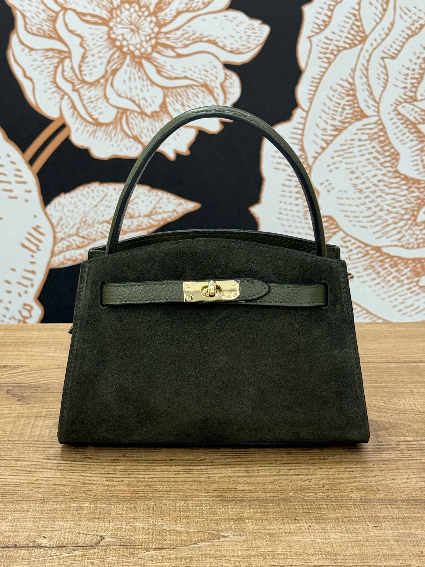 Borsa Kelly in suede verde - Emporio Club