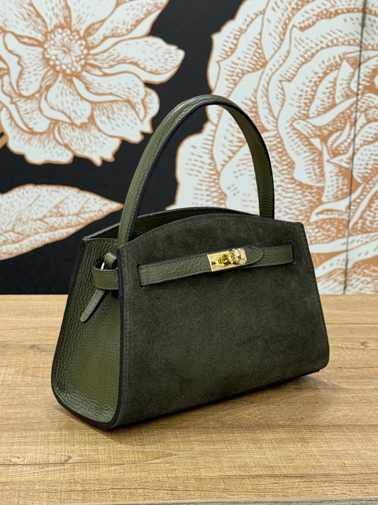 Borsa Kelly in suede verde - Emporio Club