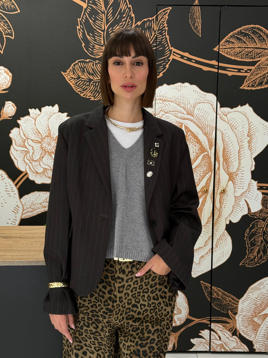 Blazer gessato con spille - Vicolo