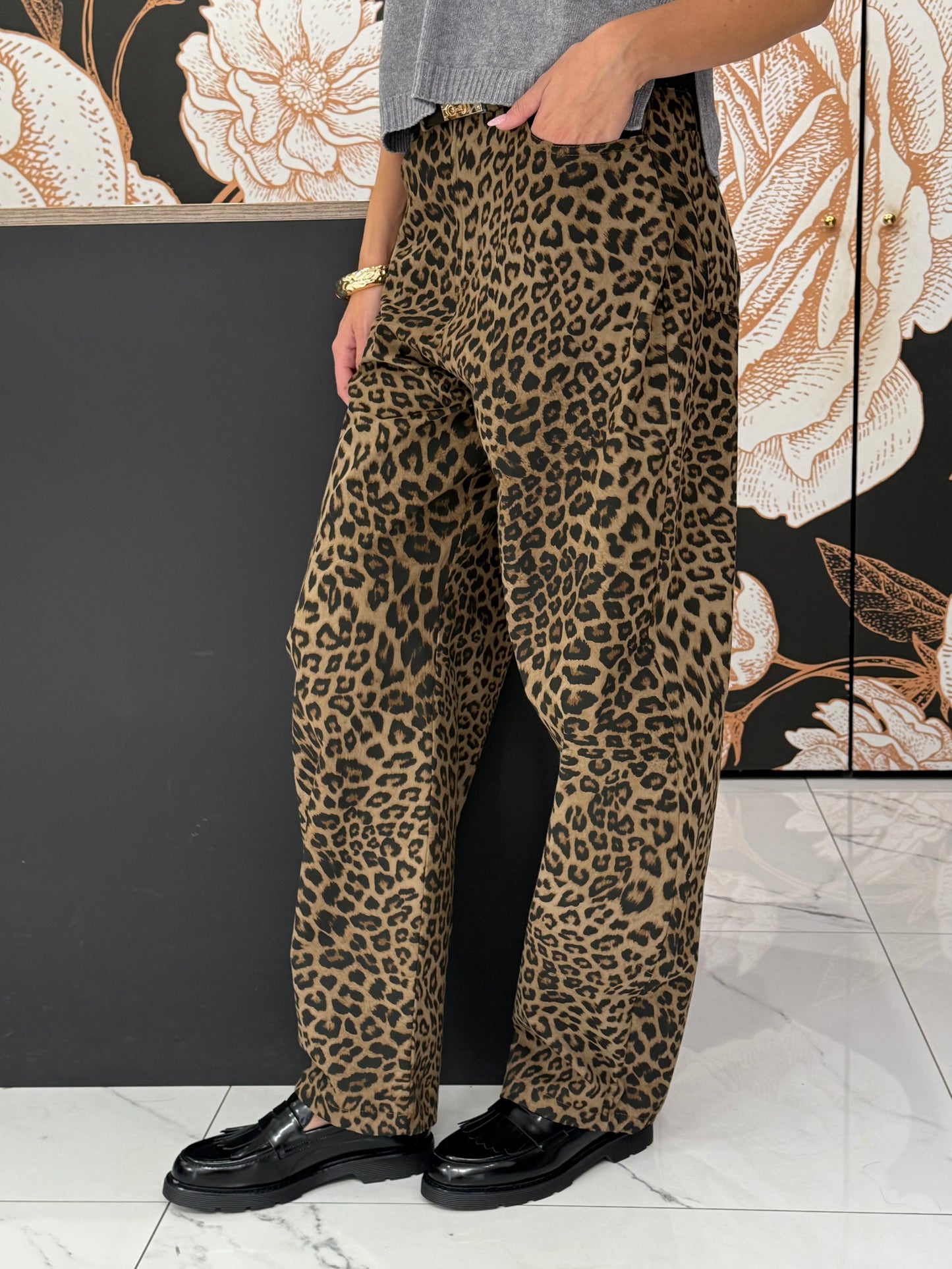 Pantalone balloon fit fantasia animalier - Lumina