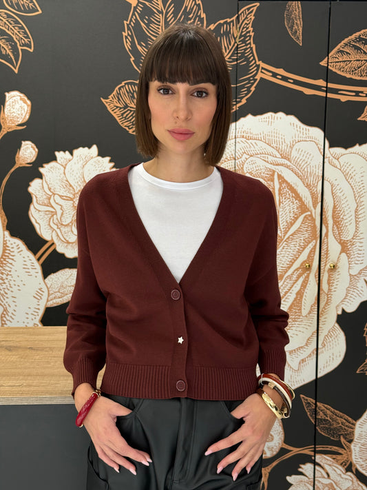 Cardigan con bottone gioiello (vari colori) - Vicolo