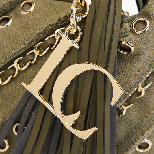 Borsa a spalla mezzaluna Denim verde