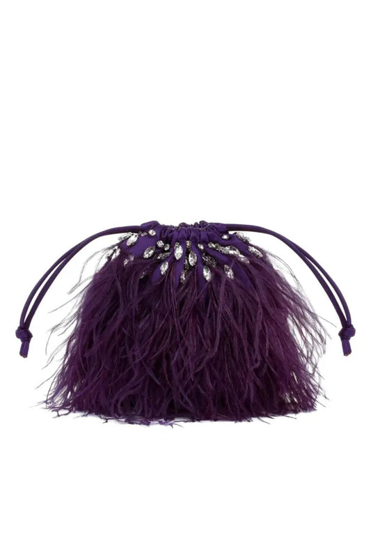 Secchiello morbido con piume e strass