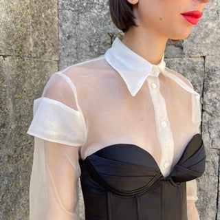 Camicia cut in organza bianca