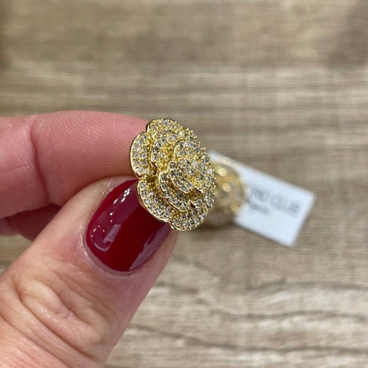 Camelia grande oro con zirconi