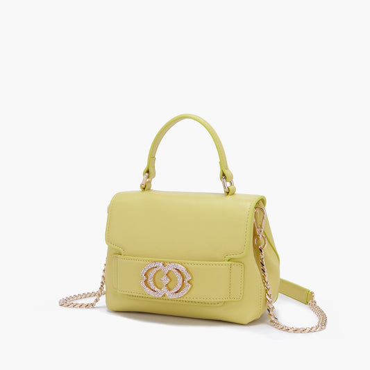 Borsa a mano Grace logo strass yellow - La Carrie