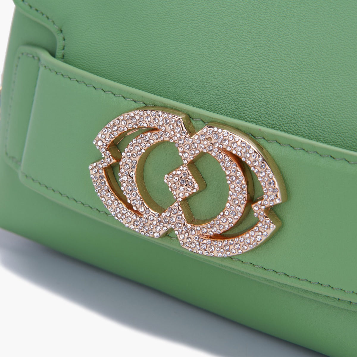 Borsa a mano Grace logo strass pistacchio - La Carrie