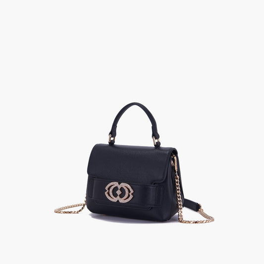 Borsa a mano Grace logo strass nera - La Carrie