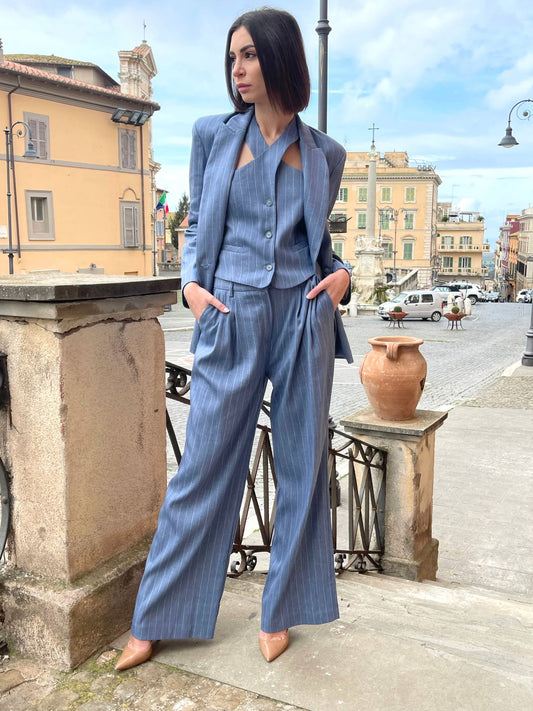 Gilet incrociato gessato - Kontatto