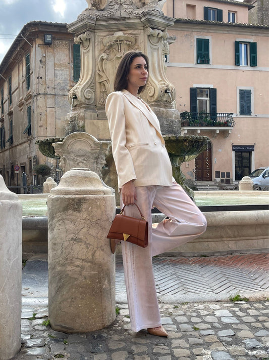 Pantalone bianco spalmato bronzo - HaveOne