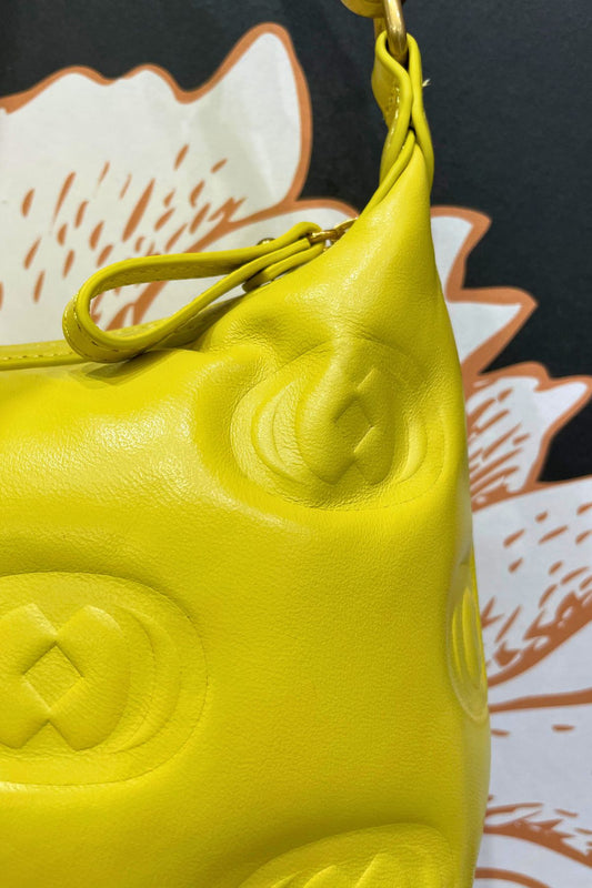 Borsa a spalla logo small yellow - La Carrie