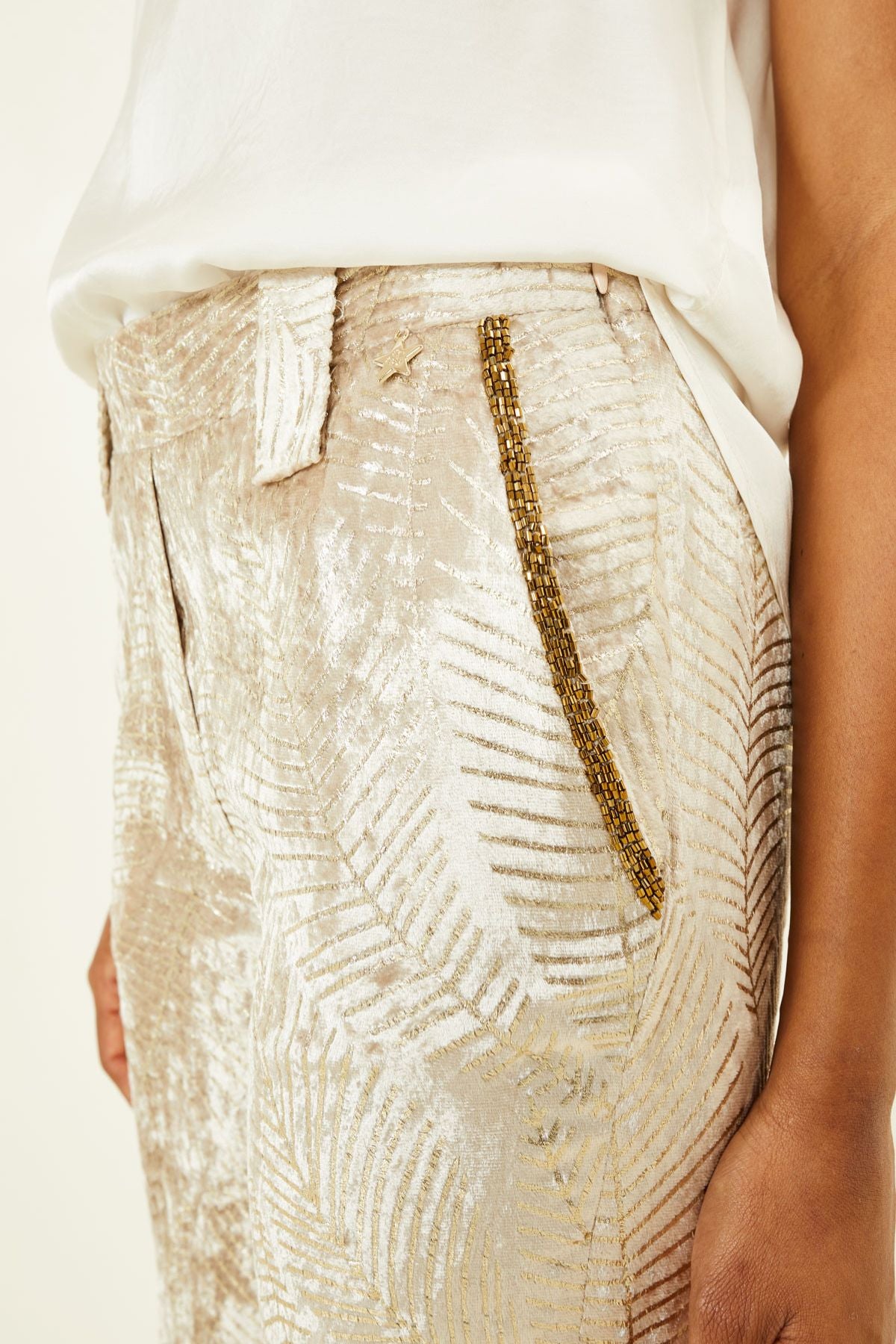 Pantalone in ciniglia sabbia/oro - Souvenir