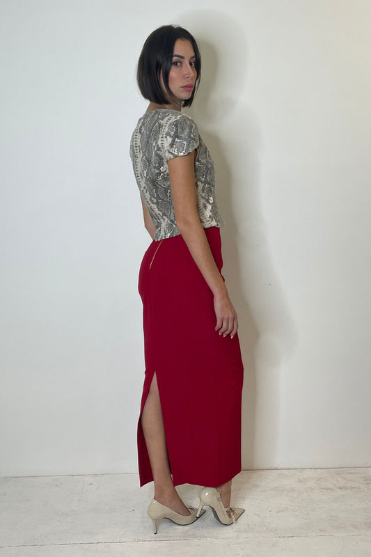 Gonna tubino rossa con spacco dietro - Silence Limited