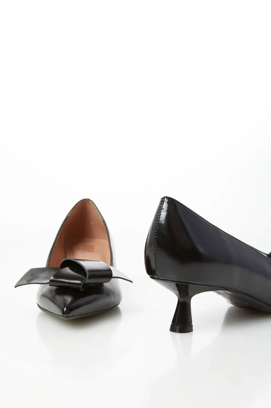 Décolleté in pelle nero con fiocco - Ovyé