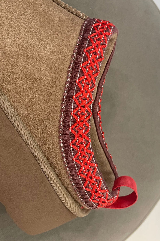 Sabot in pelle scamosciata con plateau taupe - Ovyè