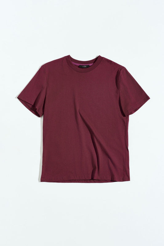 T-Shirt basic girocollo bordeaux - Lumina