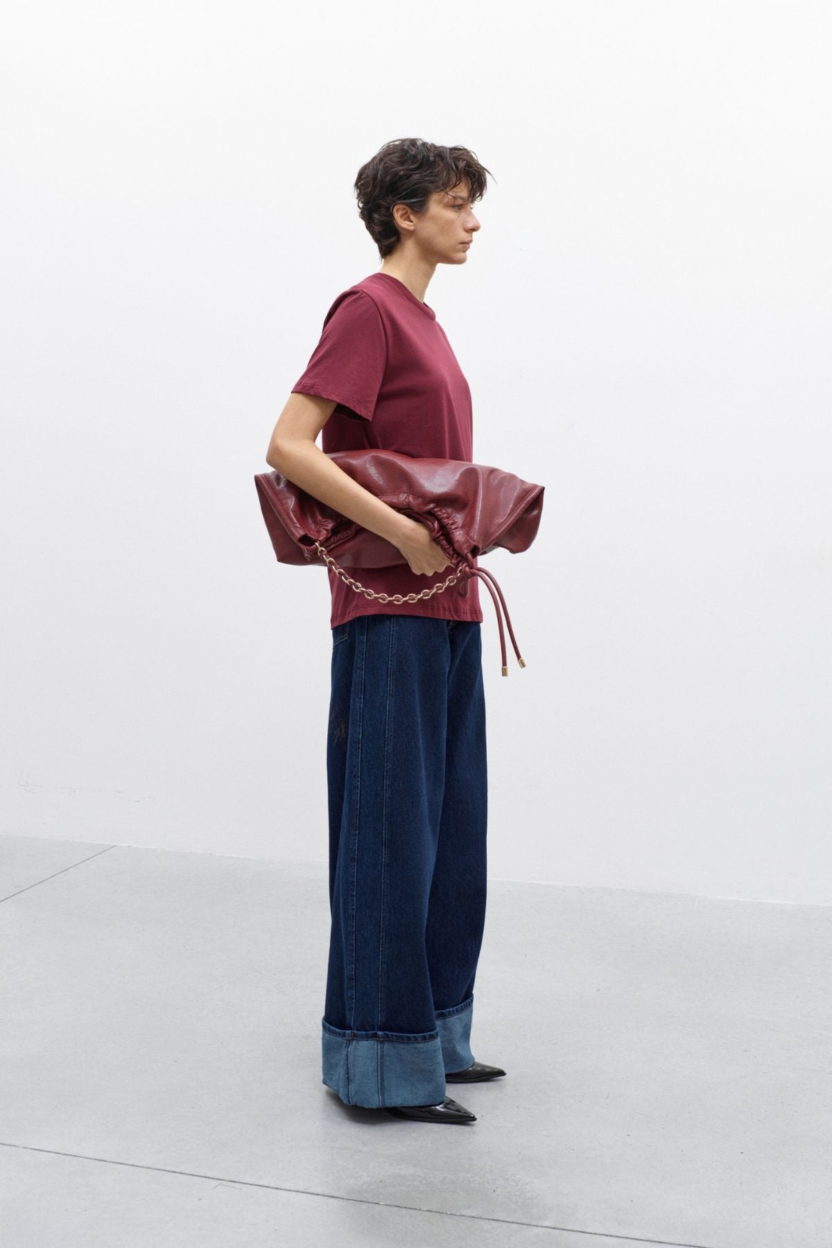 T-Shirt basic girocollo bordeaux - Lumina