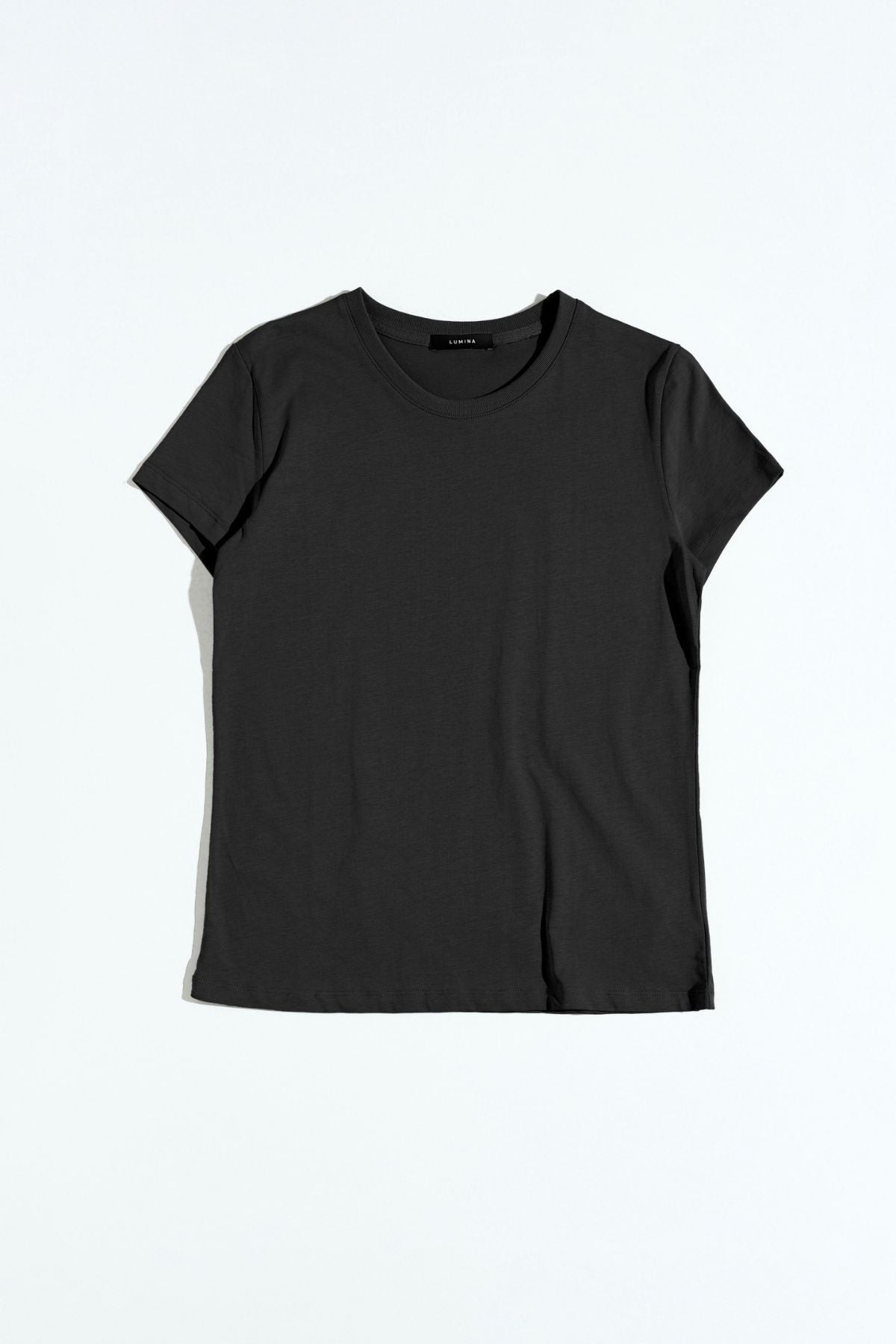 T-Shirt basic girocollo nero - Lumina