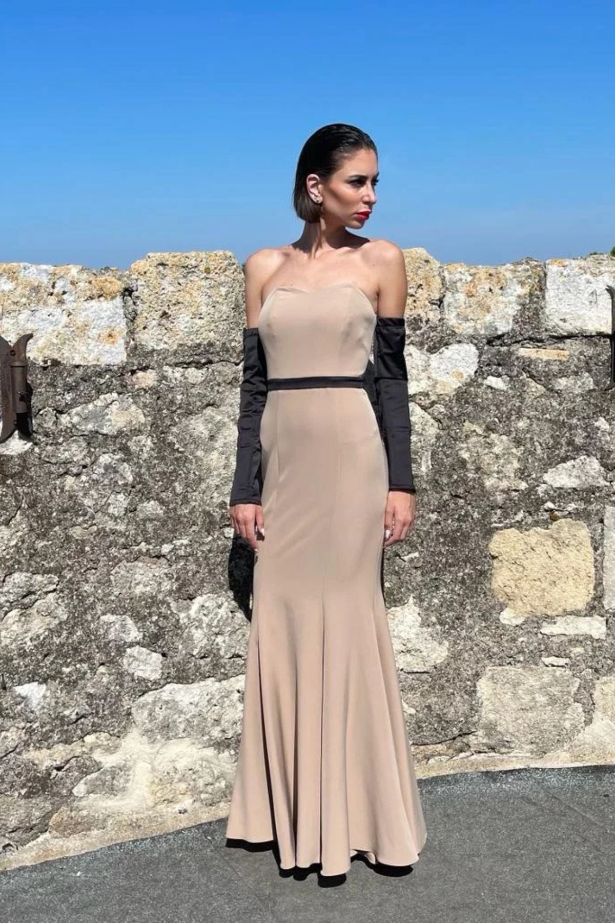 Beige-black mermaid dress S Beige-black mermaid dress S